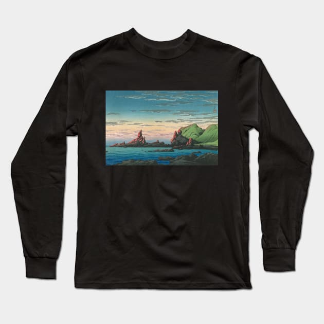 Ryugashima Island at Oga Peninsula by Kawase Hasui Long Sleeve T-Shirt by Takeda_Art